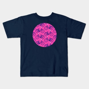 Bikes with birds on magenta Kids T-Shirt